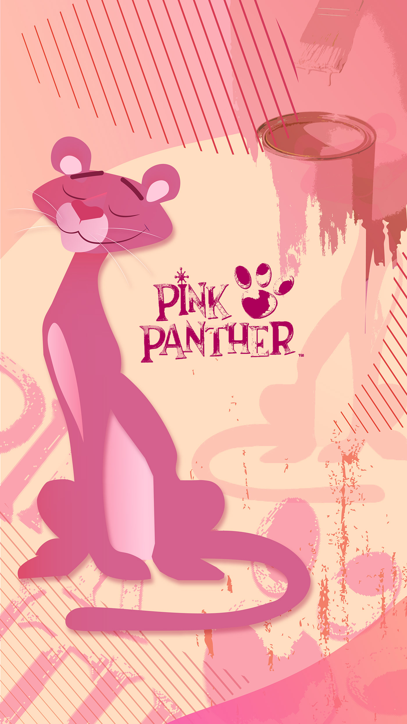 Pink Panther Digital Art  vector artwork Poster Tribute