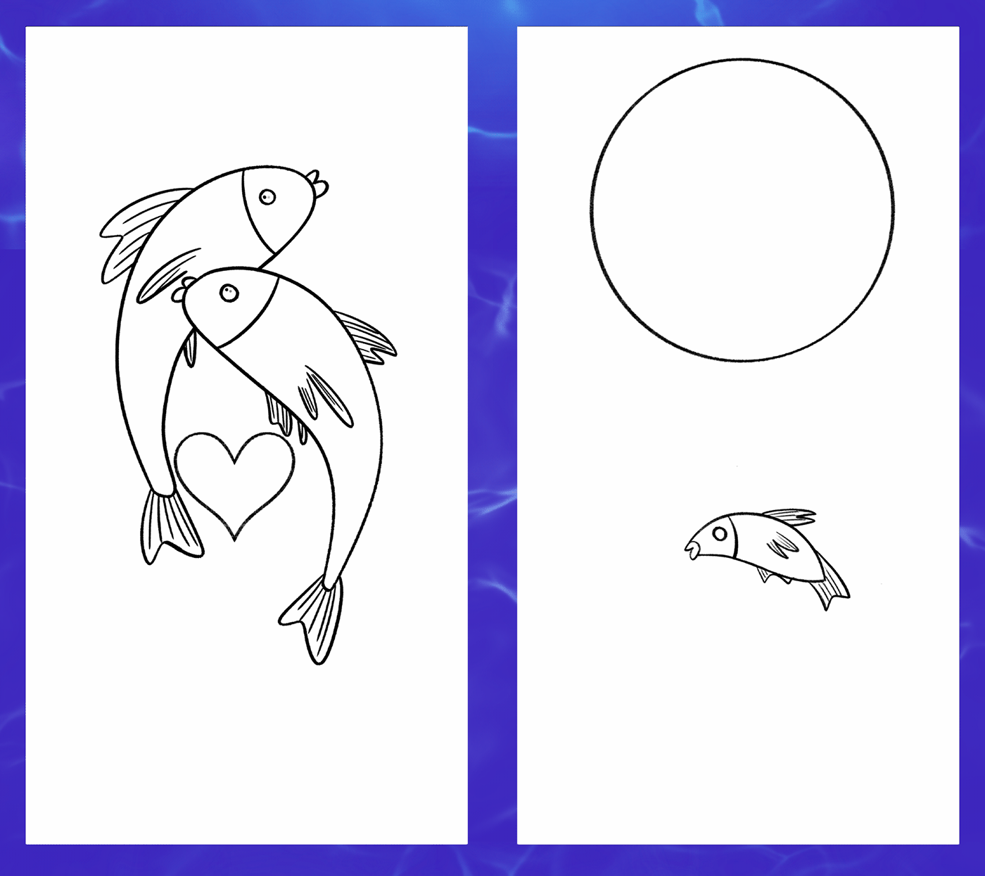 Tarot Cards digital illustration fish tarot card ILLUSTRATION  Illustrator Digital Art  artwork blue