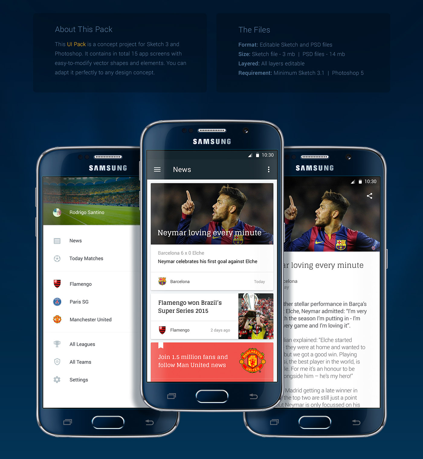 mobile UI material Interface ux download kit Pack sketch soccer sports sport futebol match club