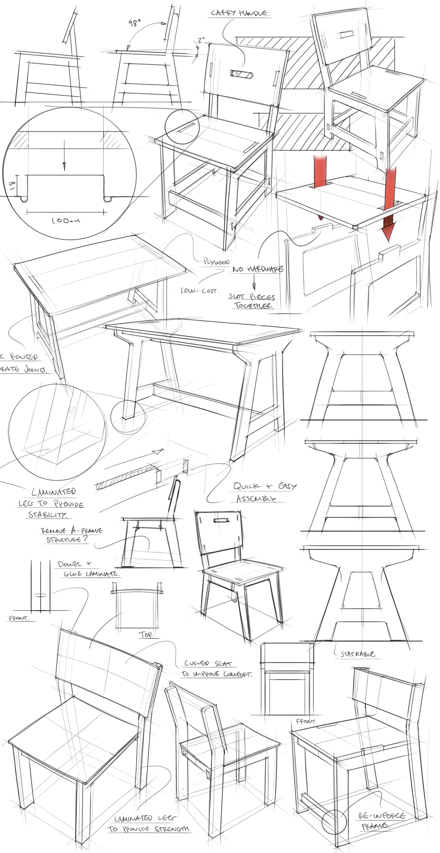 product design  furniture design  plywood cnc manufacture design sketch prototype chair table