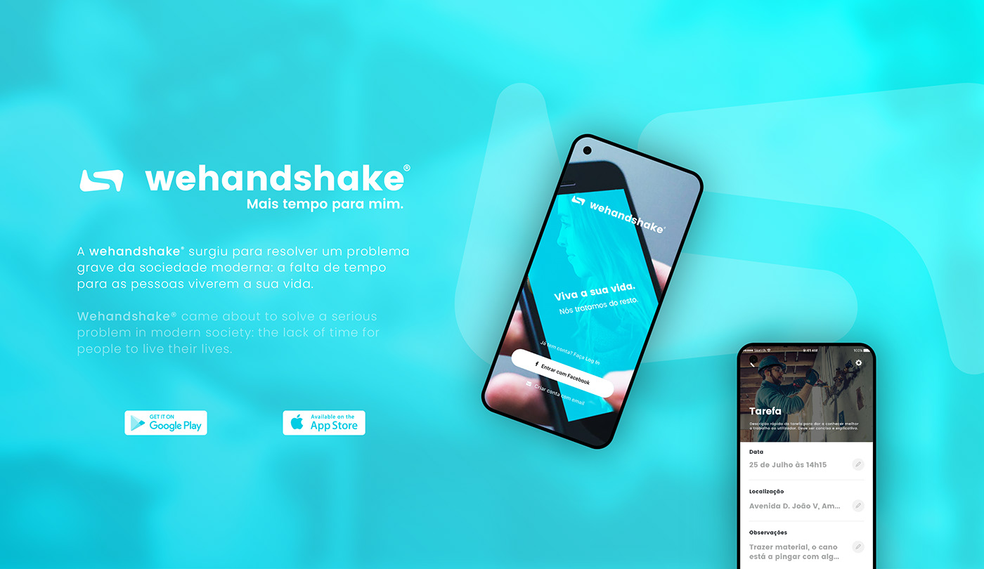 app blue brand branding  handshake services