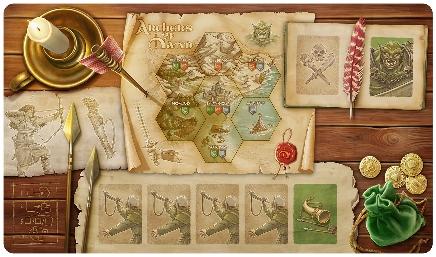 archer boardgame elf fantasy art game medieval orc playmat SQL tabletop