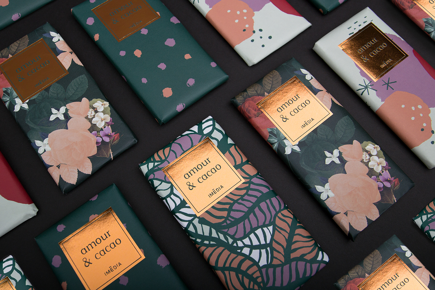 chocolate Love cacao Packaging illustrations ILLUSTRATION  emballage foil Indigo design