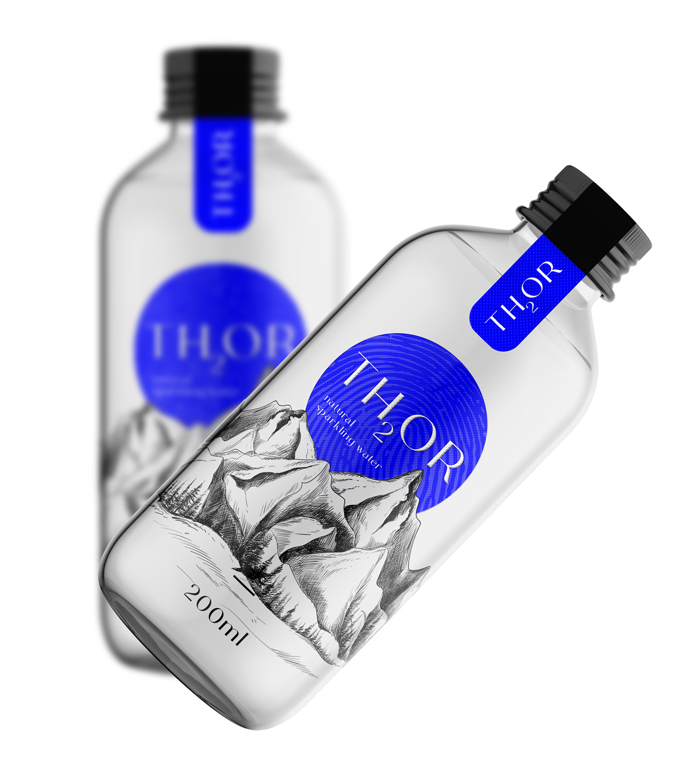 bottle design Label logo mountain natural package sparkling water water label
