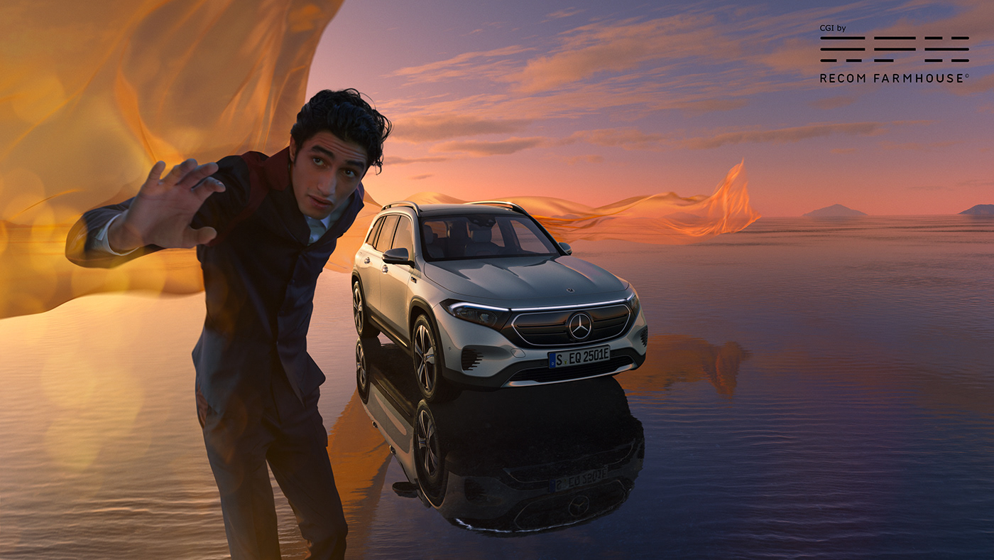 Advertising  automotive   beach CGI mercedes Photography  retouch Seaside sunset