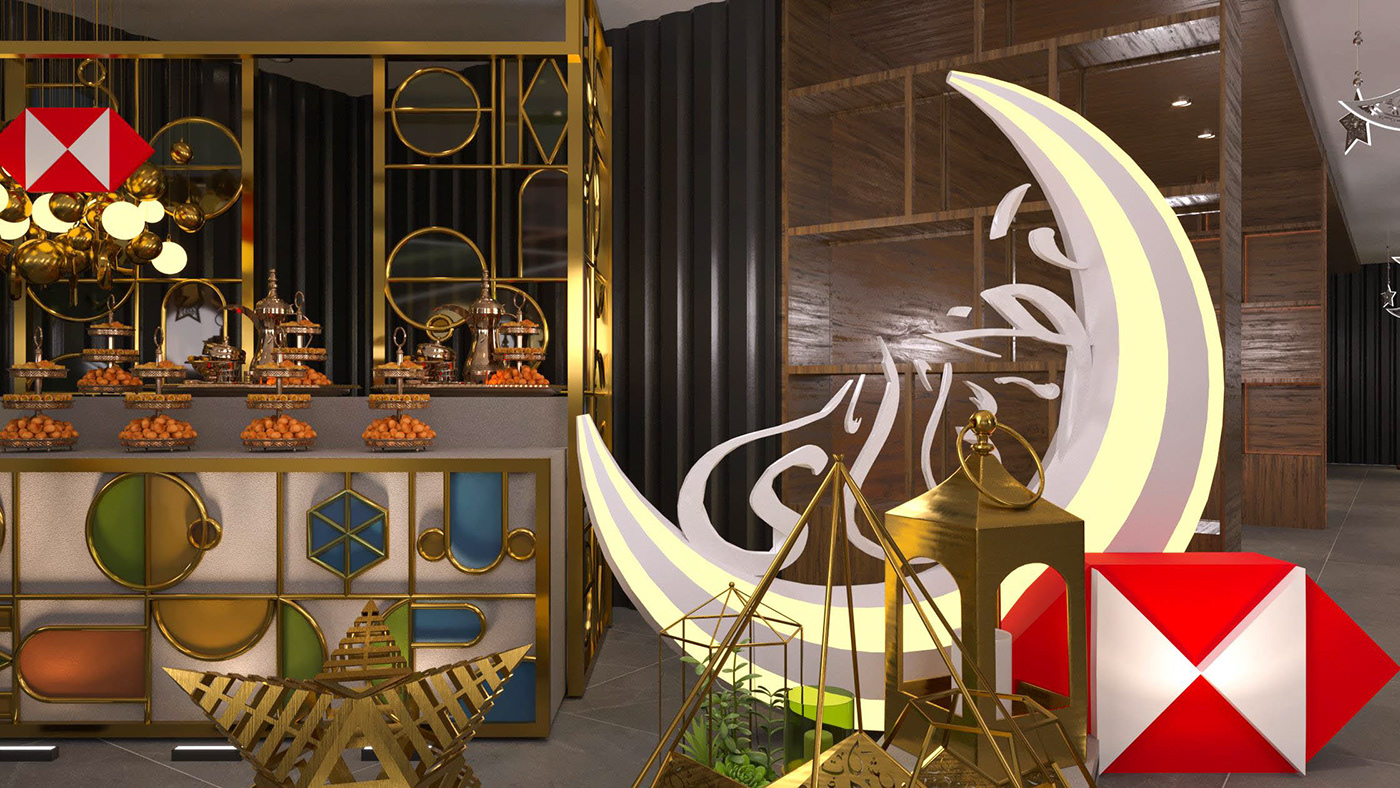 indoor visualization ramadan decoration interior design  islamic ramadan kareem 3D