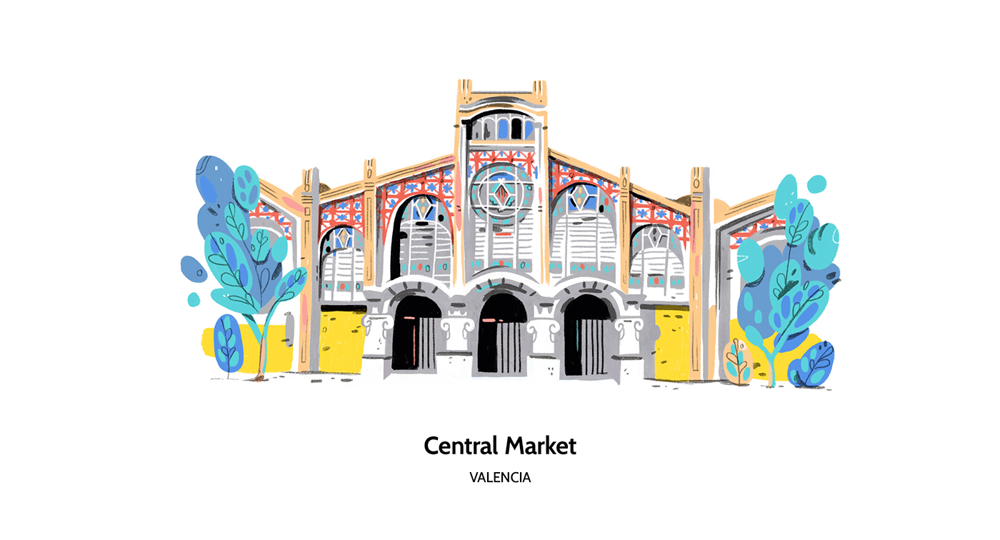 market Marker Posca Food  fruits map city gourmet Culinary architecture