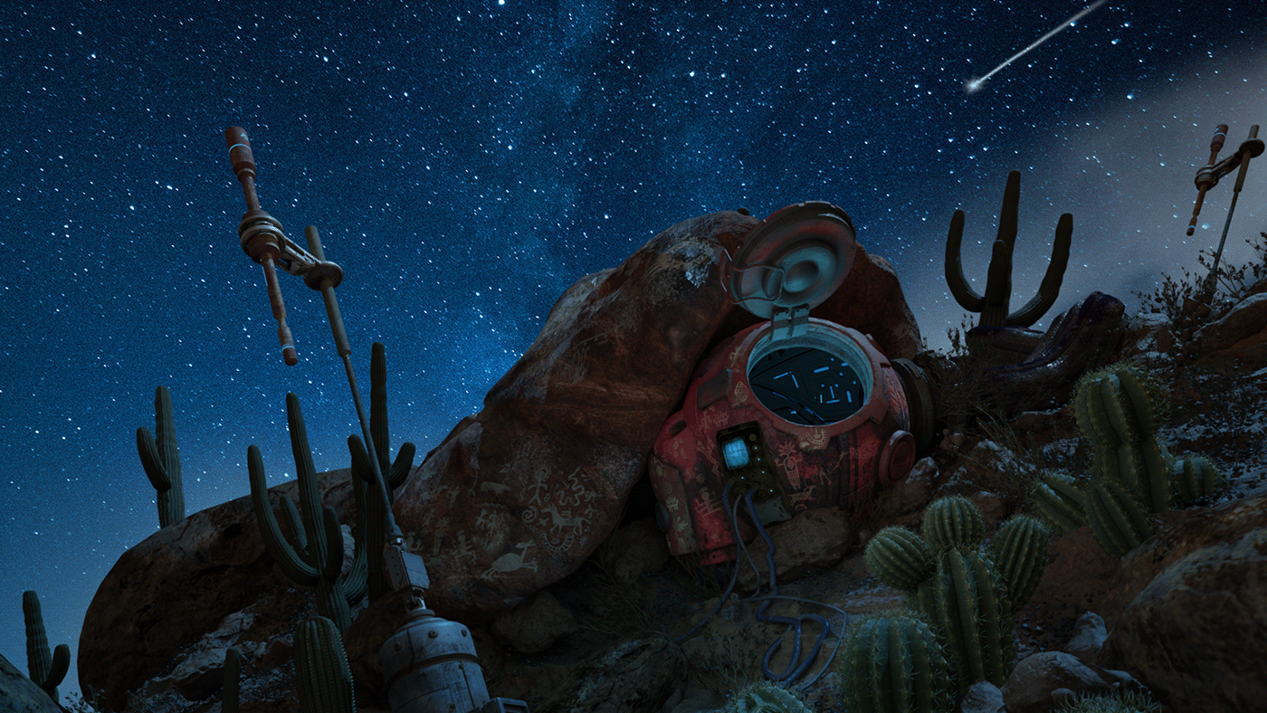 abandoned conceptart desert desrtpunk EnvironmentArt Games Landscape machine night