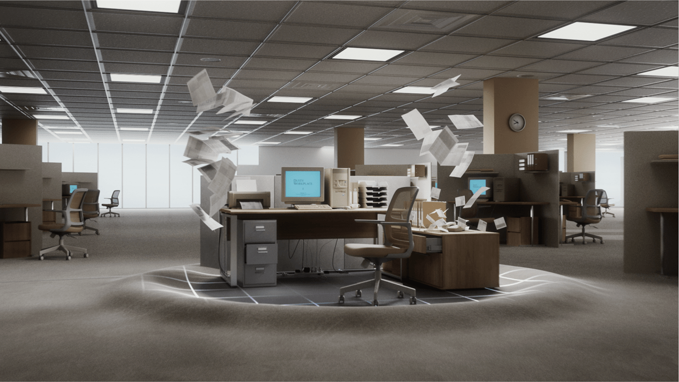 retro design 3D motion design cinema 4d Office tech 3d animation brand film AI IT computing