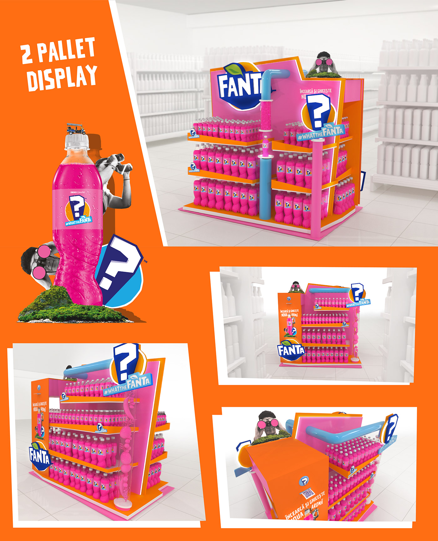 3D design Display Exhibition  fanta flavor pos posm Stand wtf