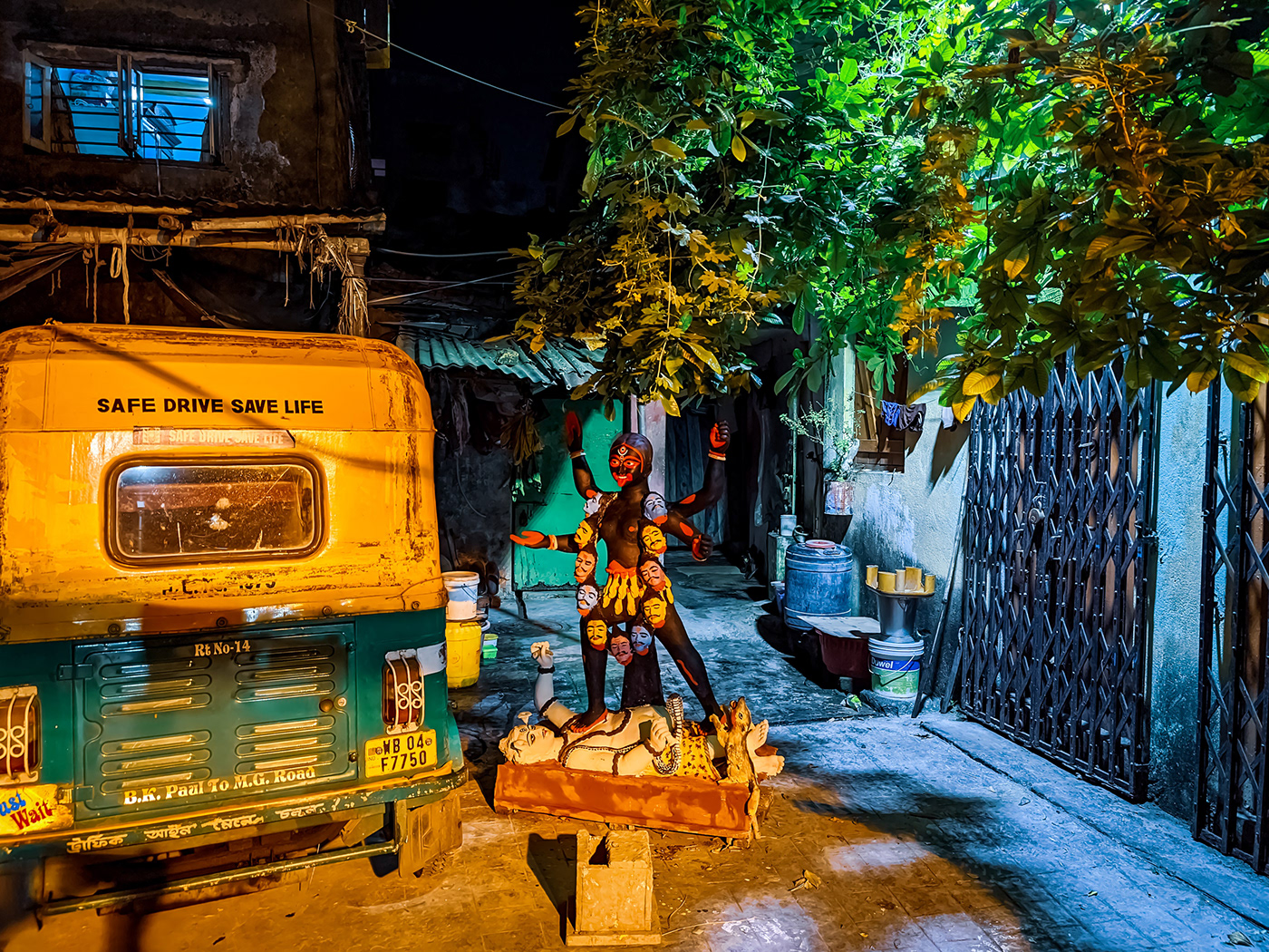 culture festival Hindu India kali Kolkata kumortuli night Street Travel