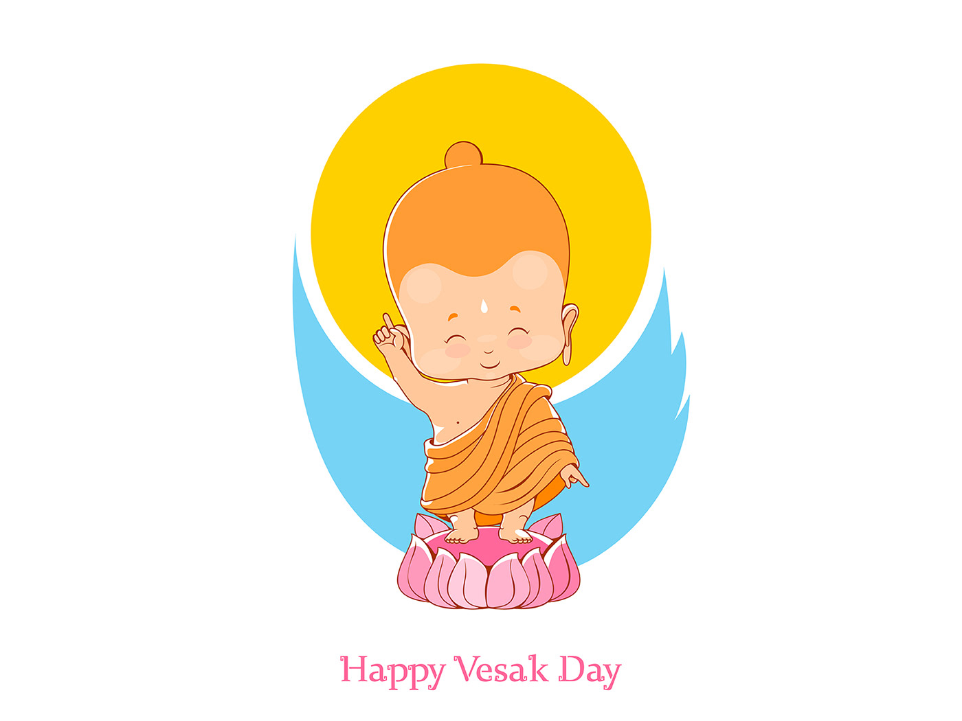 Buddha cartoon Character cute kid vector vesak