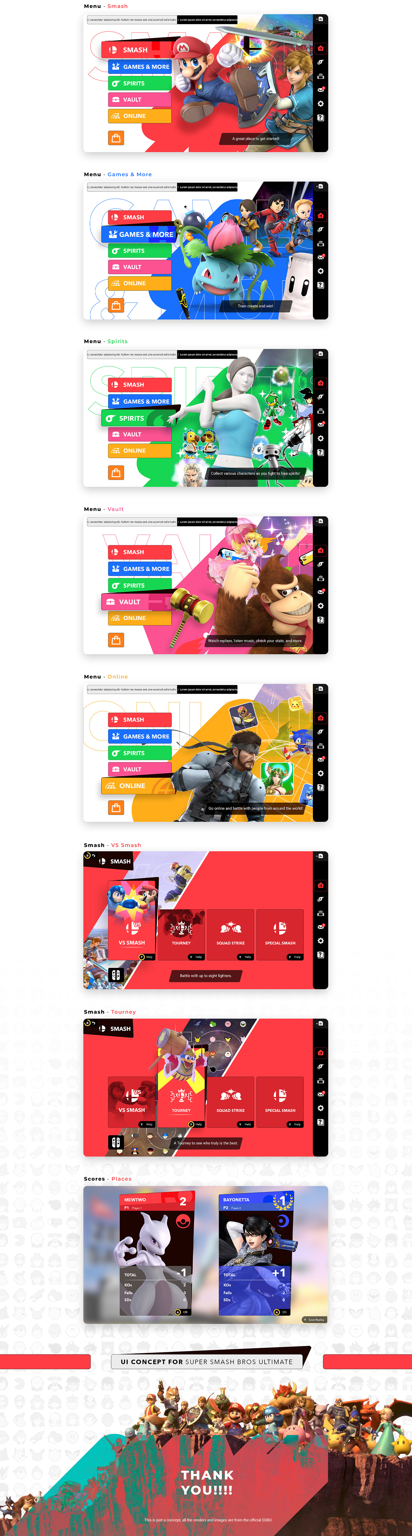 adobe concept game Nintendo SSBU switch UI video game visual