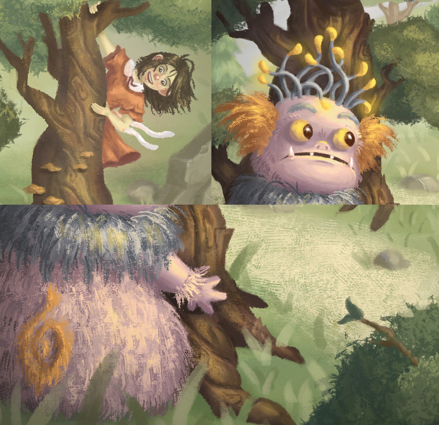 book card design fairy tale forest funny Illustrator kids magazine monster