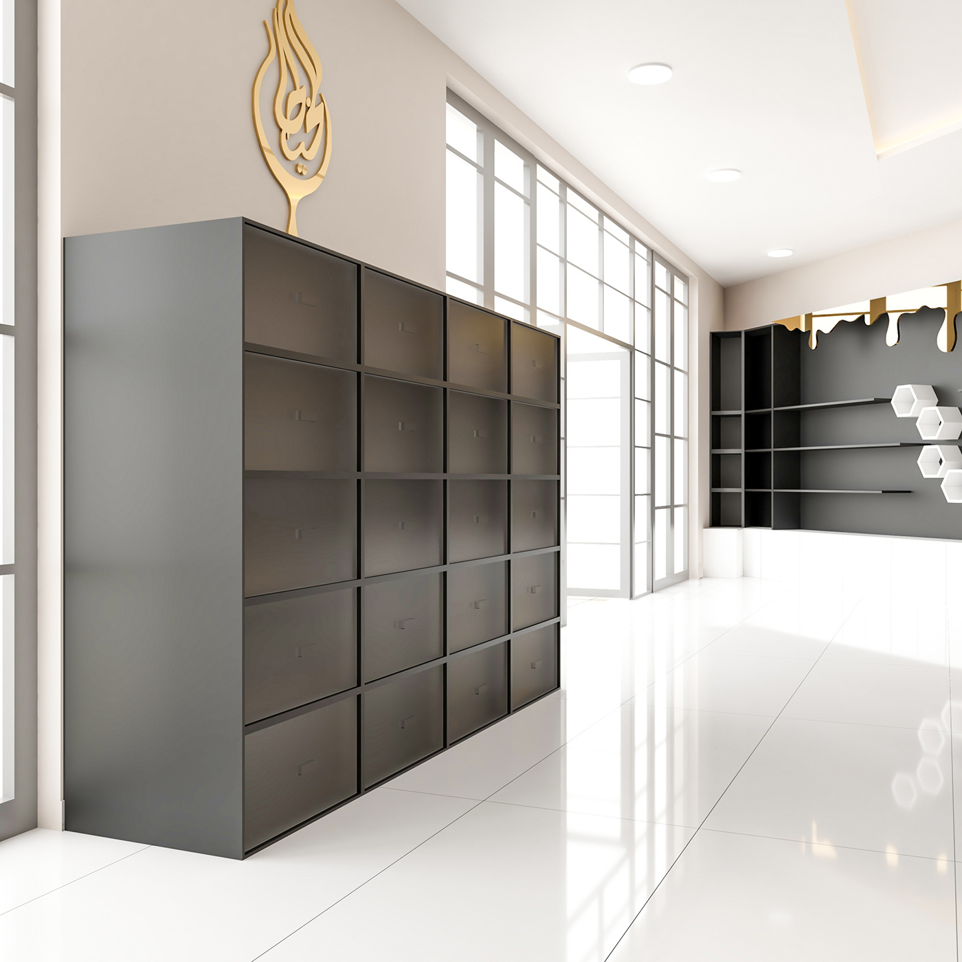 shop mall honey Packaging interior design  visualization architecture corona Render CGI