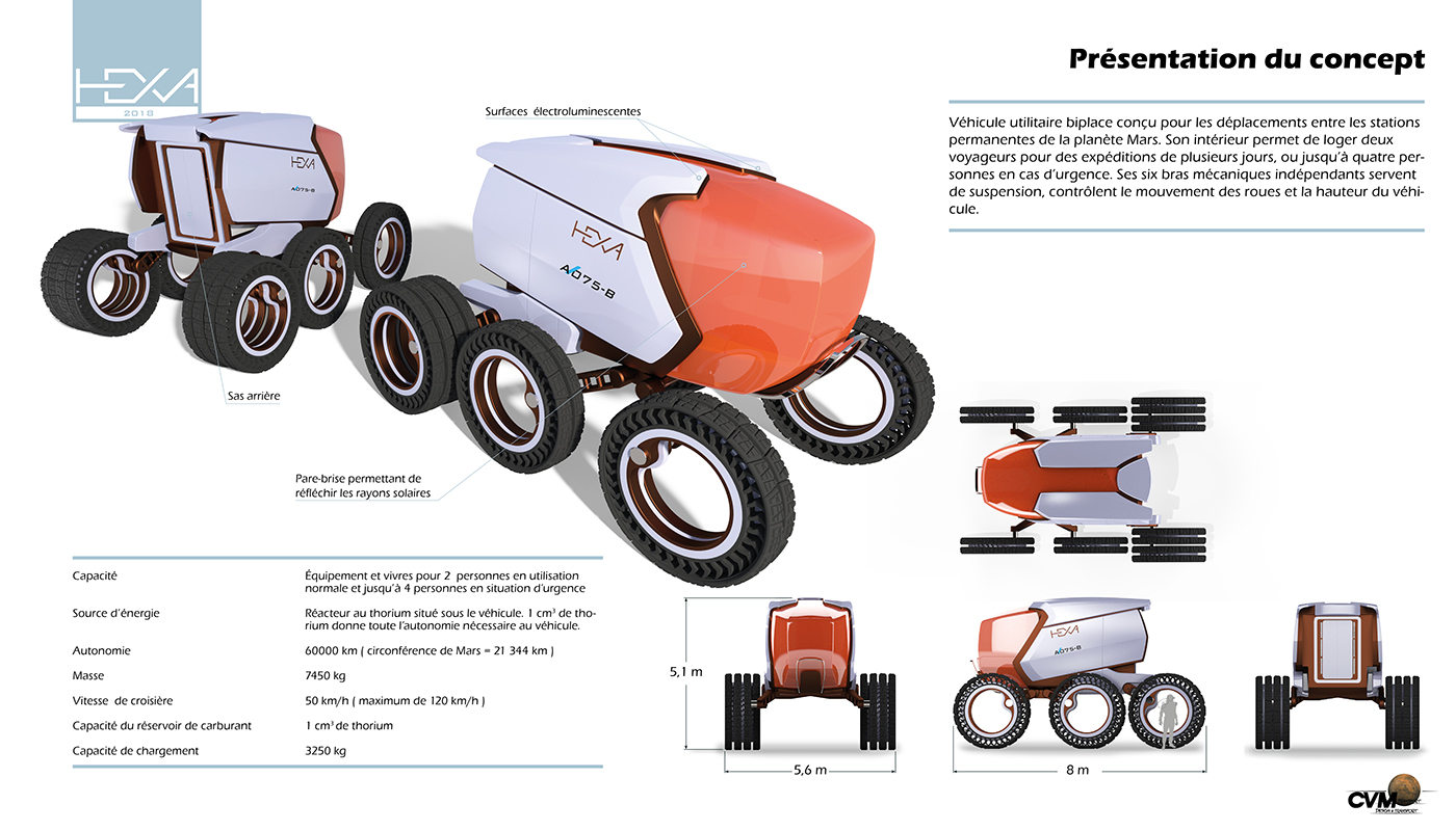 transportation mars Transport automotive   RV prospectif design industrial product rover
