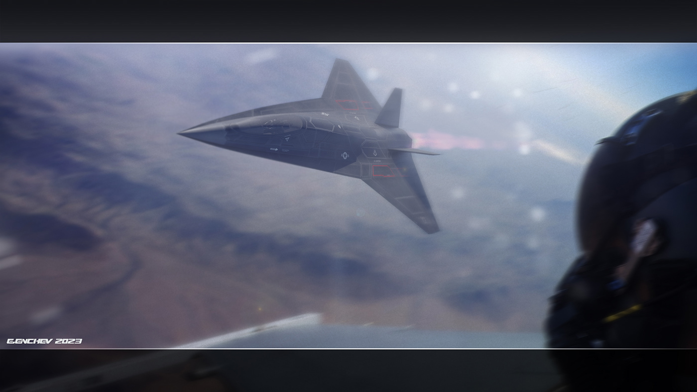 Aircraft concept design Fighter Military NEXTGEN NGAD plane Scifi stealth