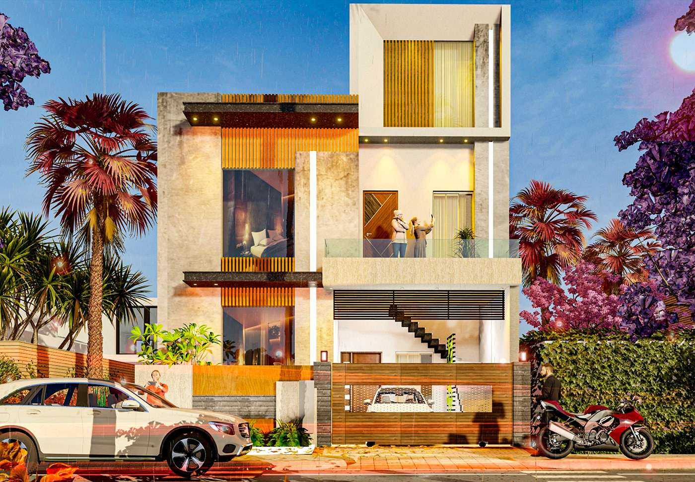 architecture modern Render 3D exterior visualization house HOUSE DESIGN marla minimalist