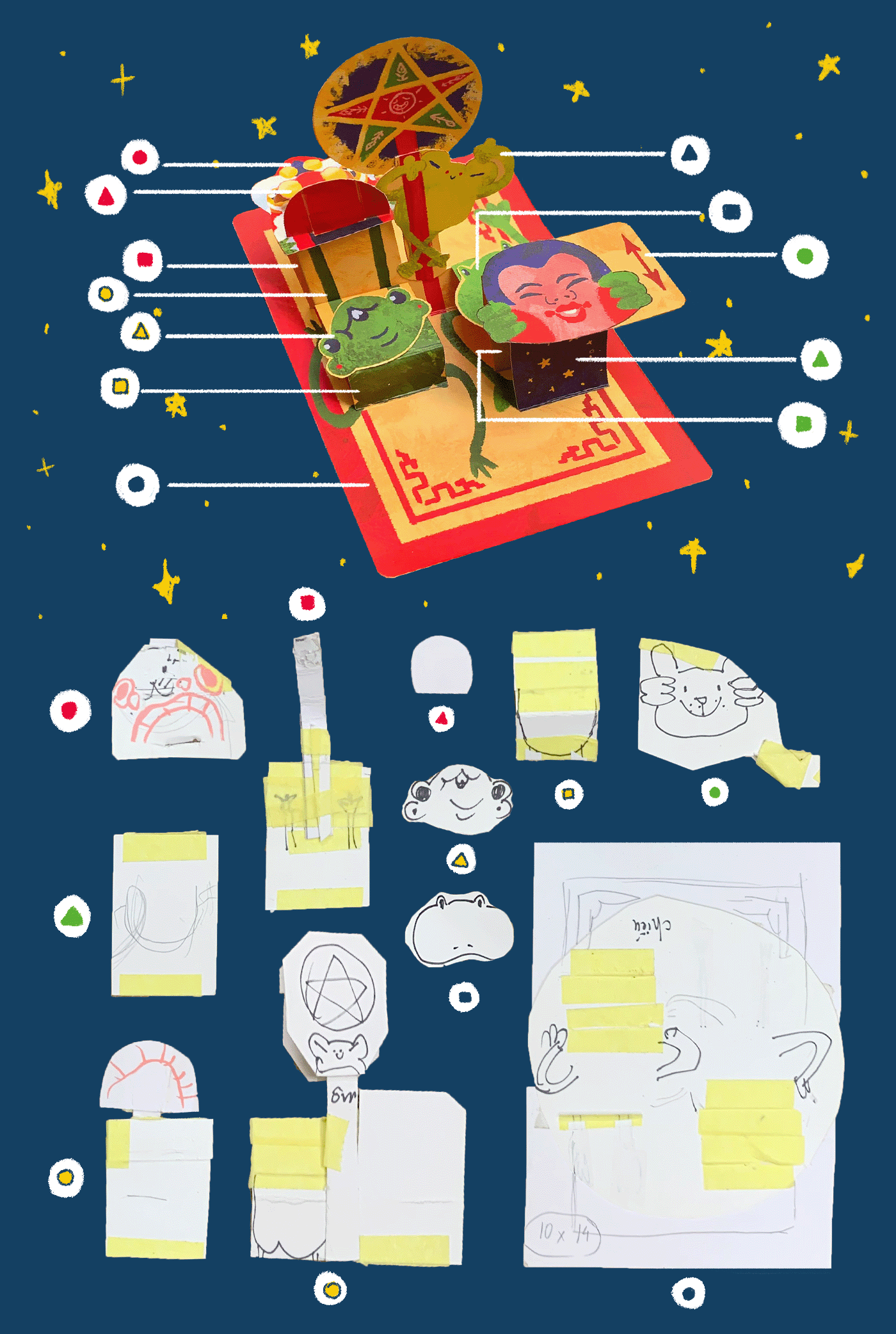 trungthu Mid-Autumn Festival paper engineering pop-up card pop-up book vietnam frogs hanoi ILLUSTRATION  gif
