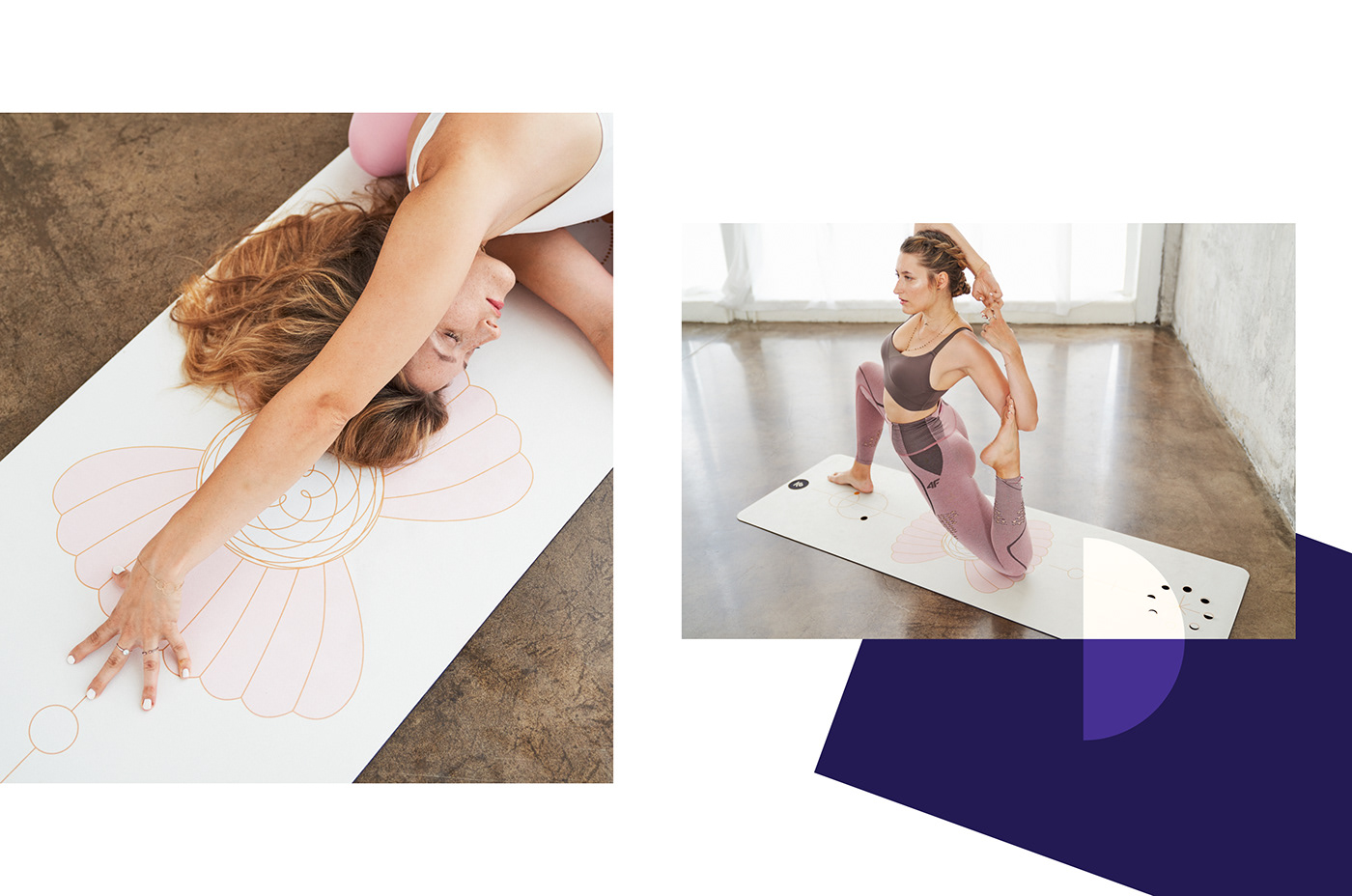 Yoga mat print vibrant Young feminine colorful product woman cosmos