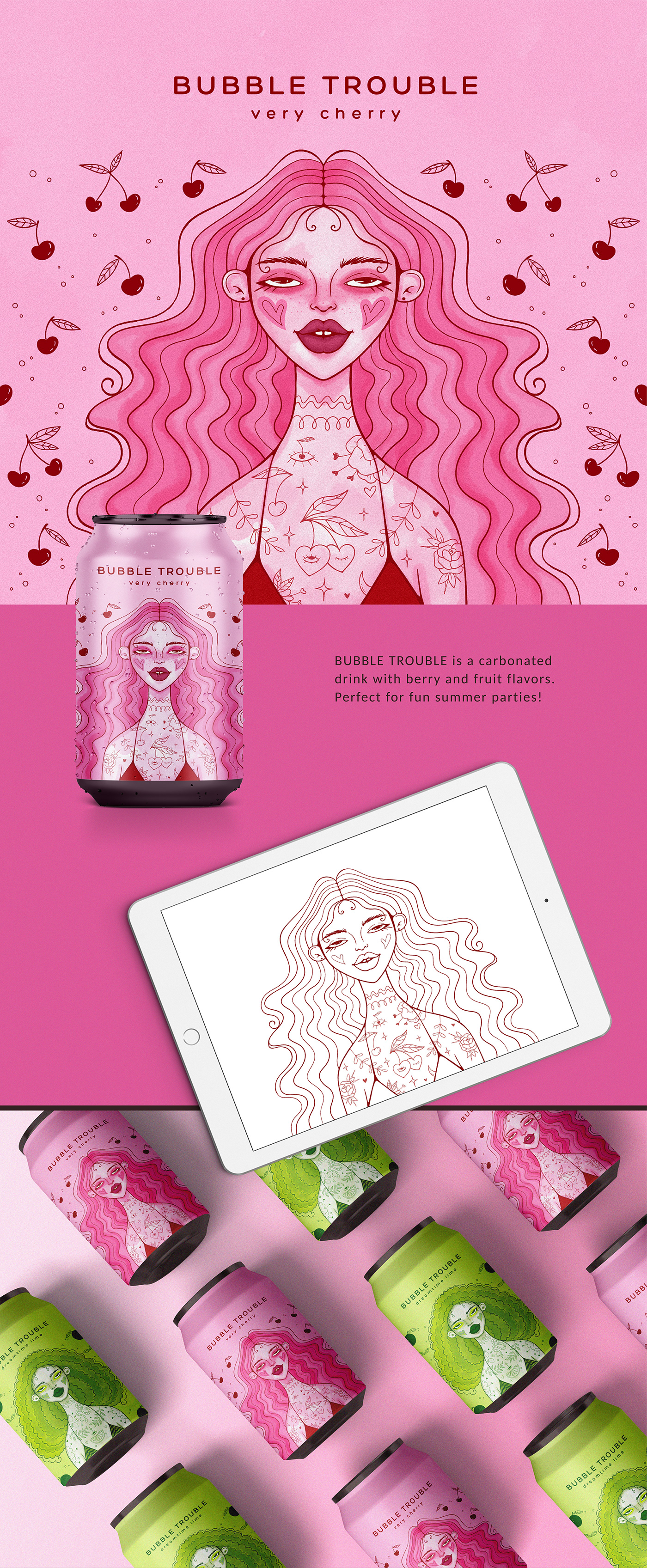 Digital Art  drinks ILLUSTRATION  illustration design Label package illustration Packaging product soda can Character