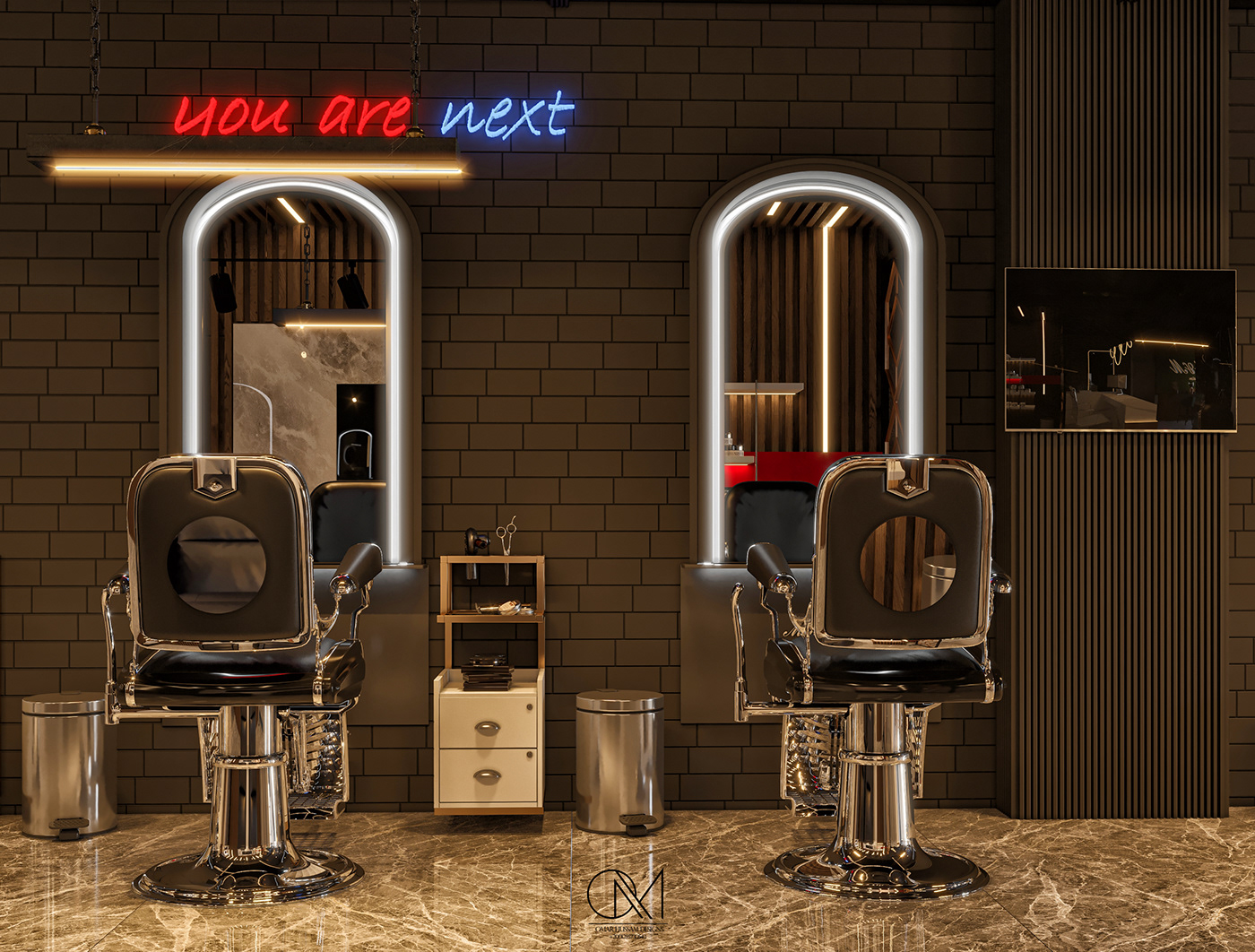3ds max architecture barbershop hair interior design  modern Render Spa visualization vray