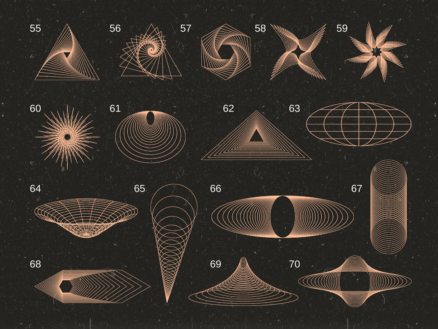 Geometric Shapes abstract grid Retro wireframe shapes retro design vector adobe illustrator