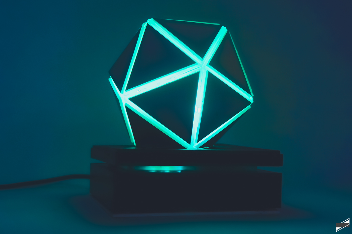 product design  Lamp multicolor geometric icosahedron
