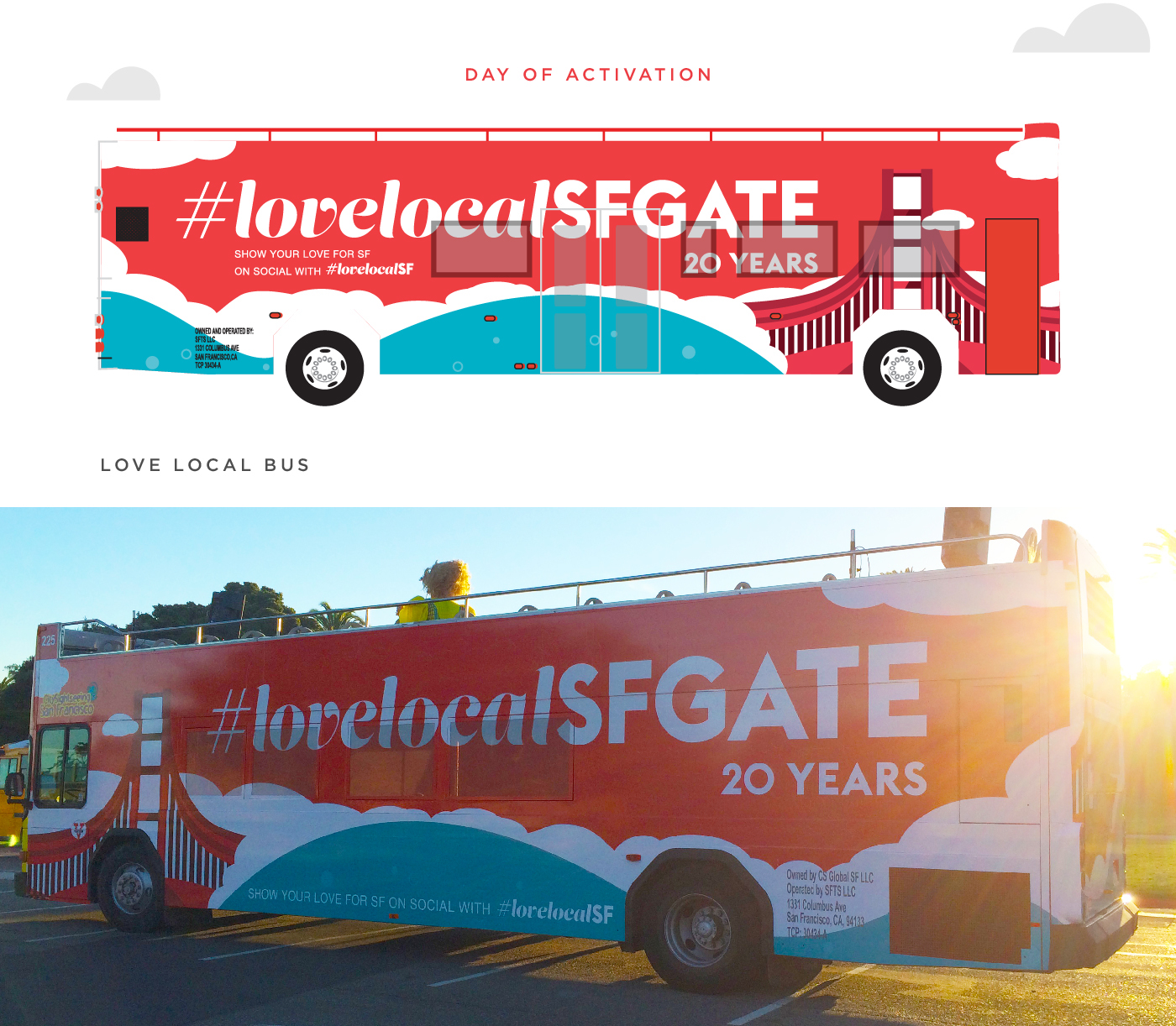 Adobe Portfolio Lovelocal san francisco invite Love city illustrated Event Promotional celebrate Gala design Bus Wrap newspaper news