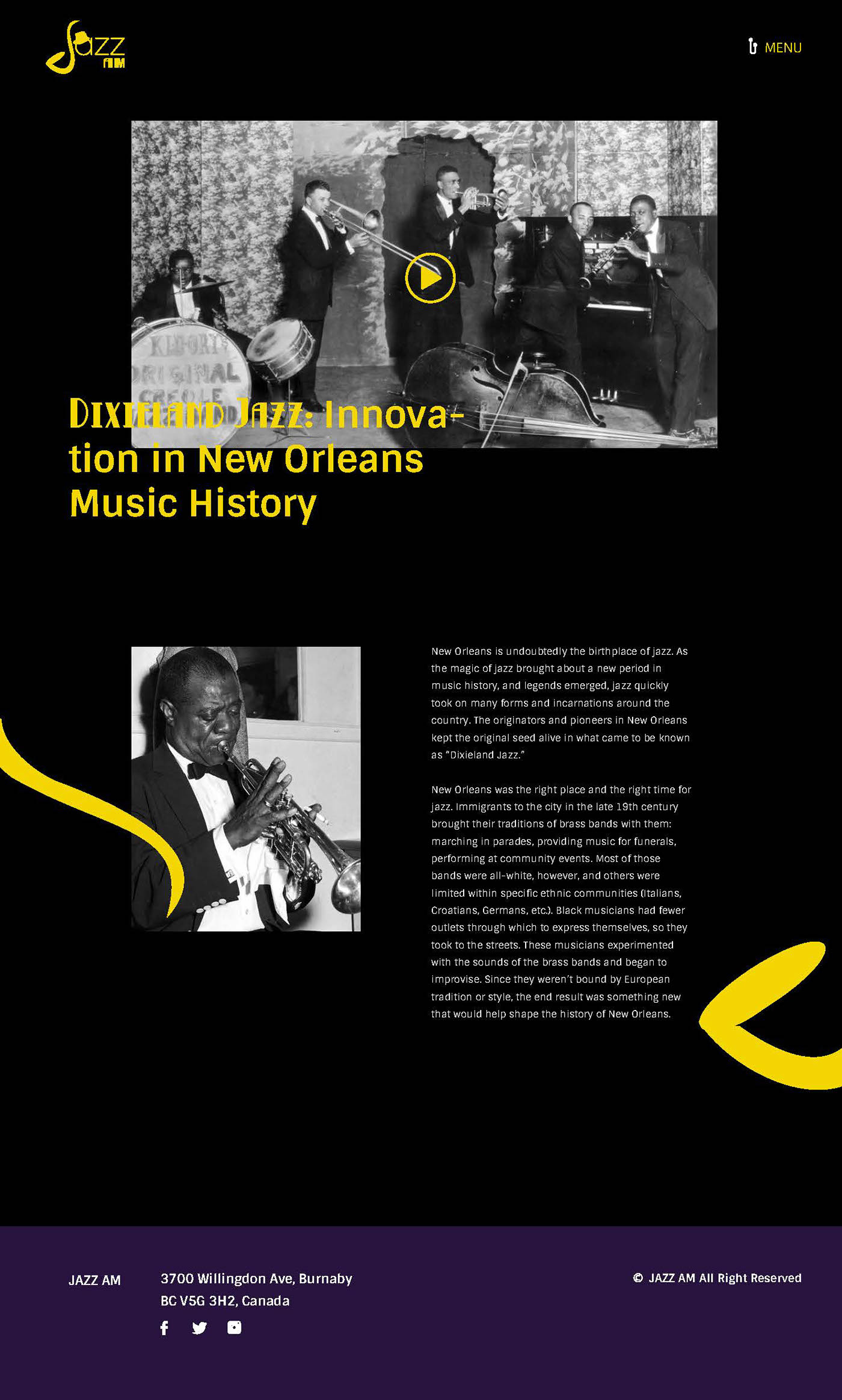 Jazz website design Blues website Jazz timeline