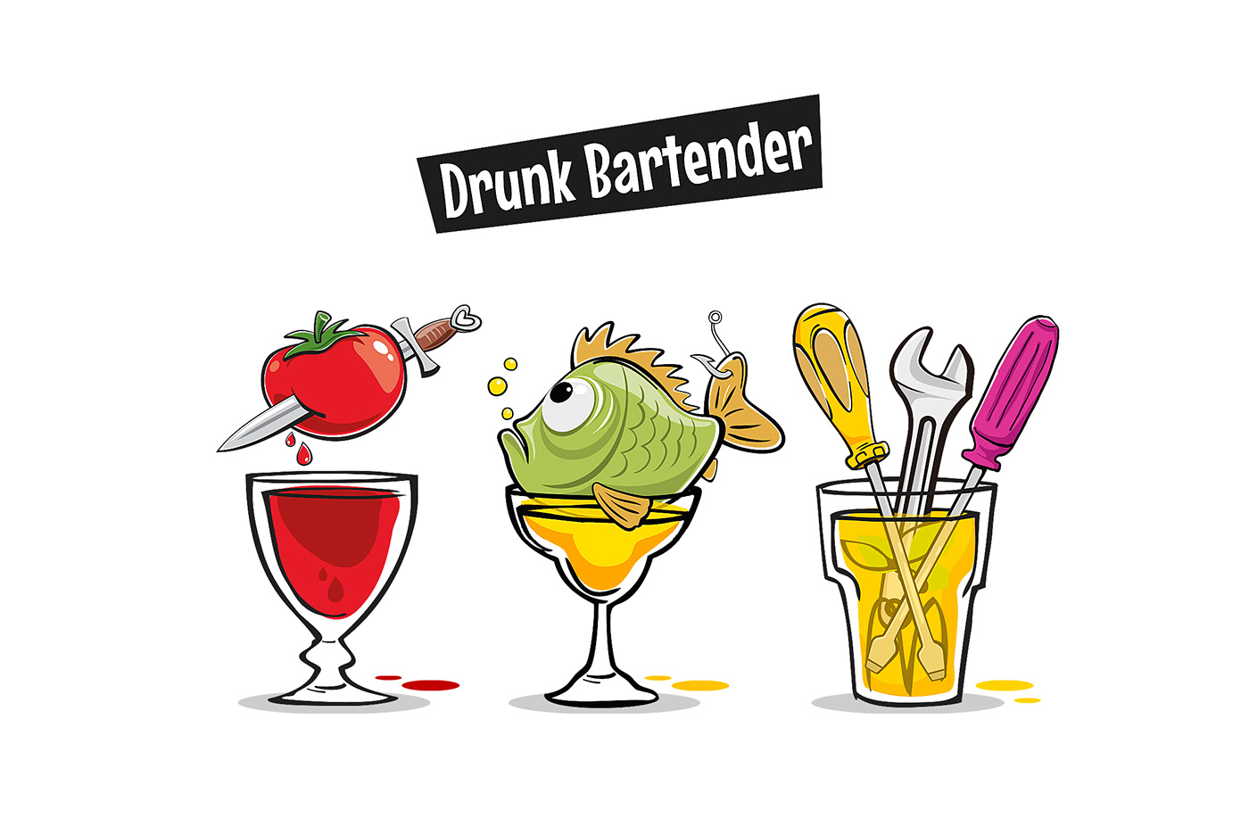 alcohol artwork bartender branding  cocktail design drink drunk ILLUSTRATION  Packaging