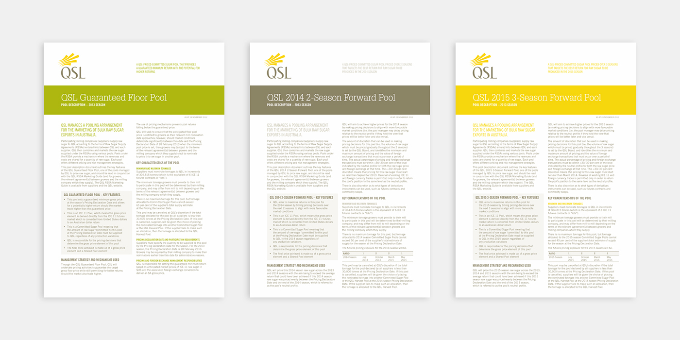 leaflet fact sheet branding  corporate typography   qsl