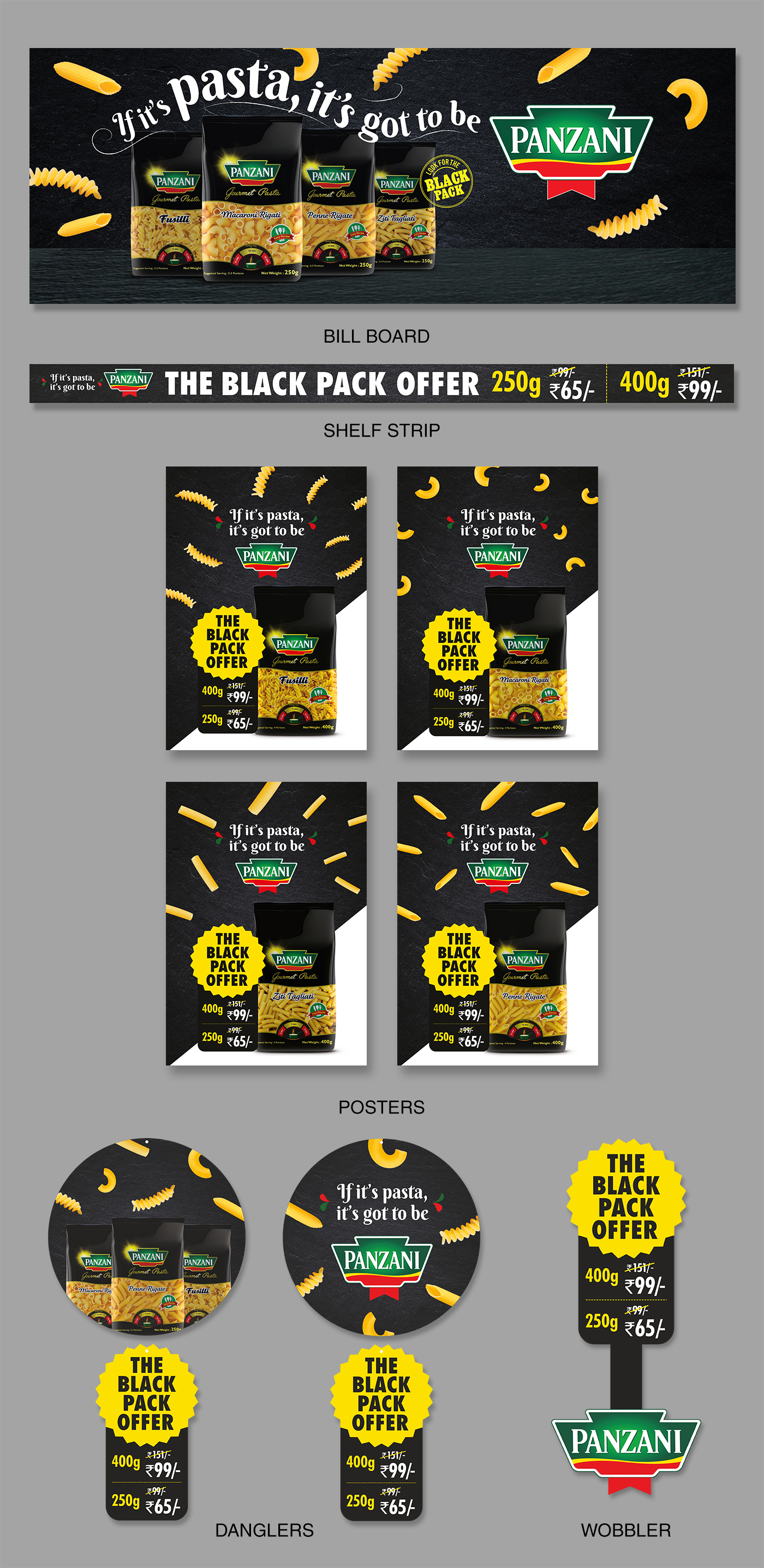 bill board Danglers design italian pasta marketing   Pasta posters print Wobblers