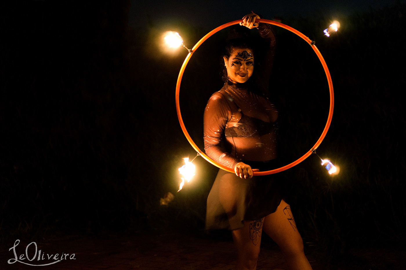 dancer fire hula hoop photoshoot
