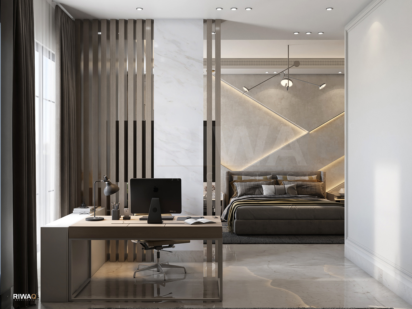3D architecture bedroom interior design  master bedroom modern Render visualization