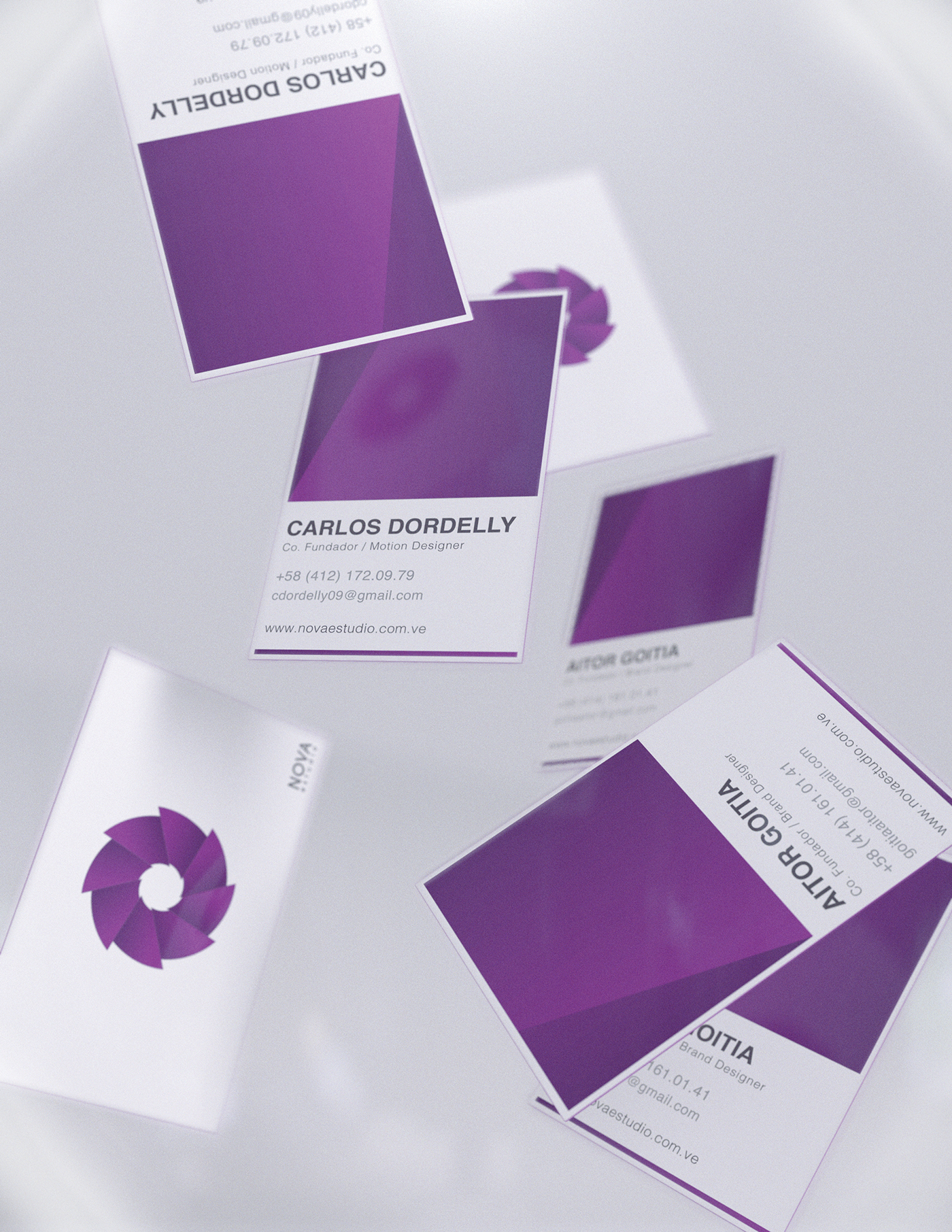 brand Nova estudio studio design logo Stationery frames purple big bang cards venezuela caracas book editorial