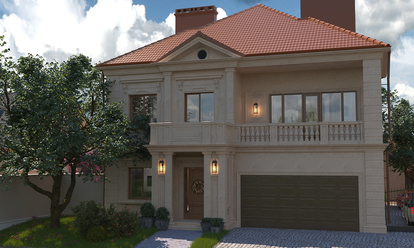 private house Classic house 3ds max