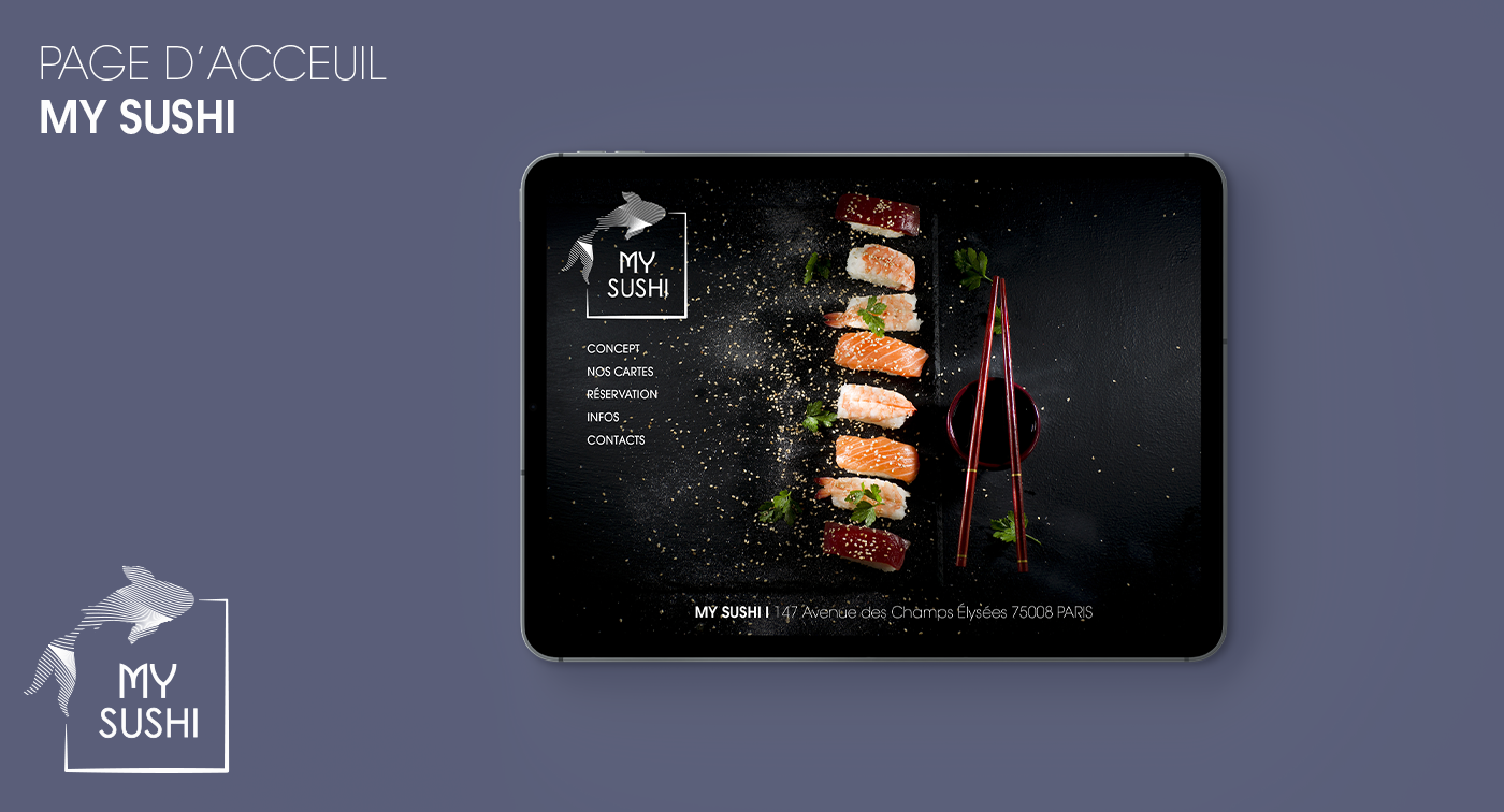 design graphisme identitévisuelle logo miseenpage   Packaging restauration Sushi