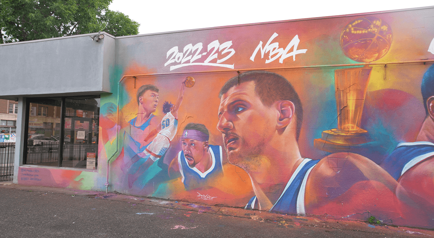 Mural mural art NBA sports art Sports Mural Mural Portrait abstract portrait basketball Portrait Artist