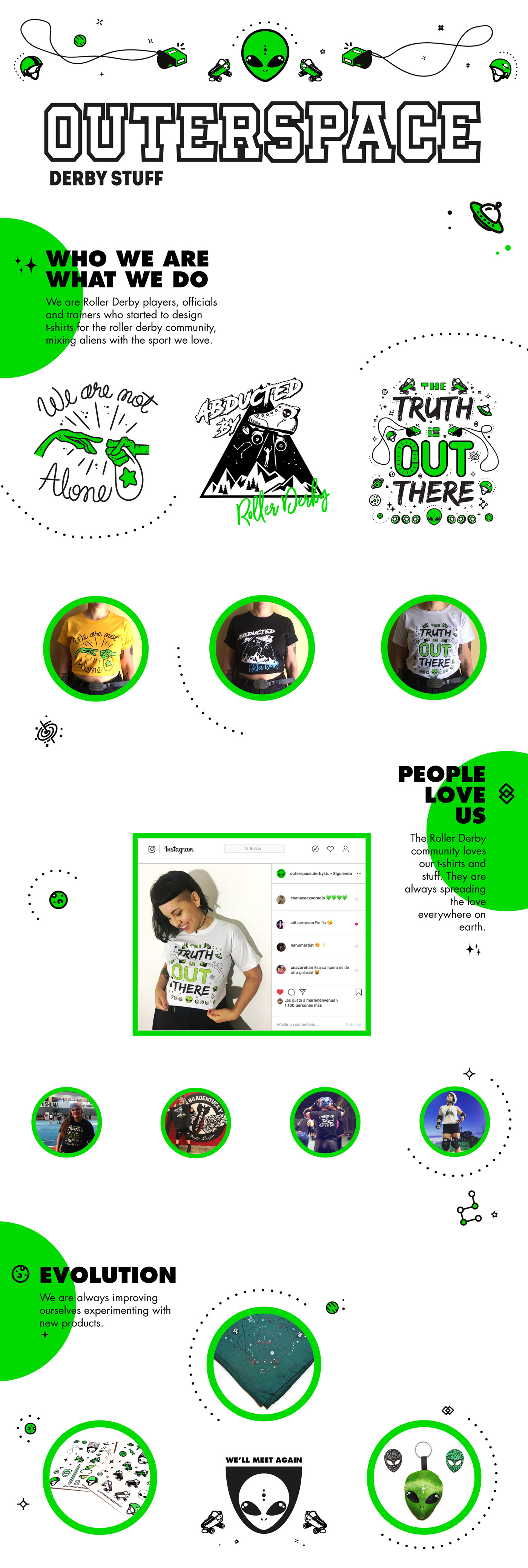 Roller Derby tshirts lettering design branding  visual design content design skates sports aliens