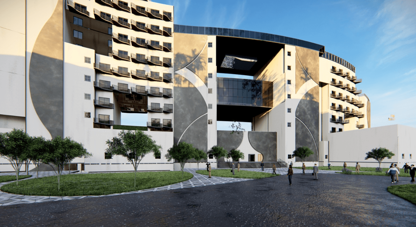 hotel design 3D architecture Render modern sea alamein exterior
