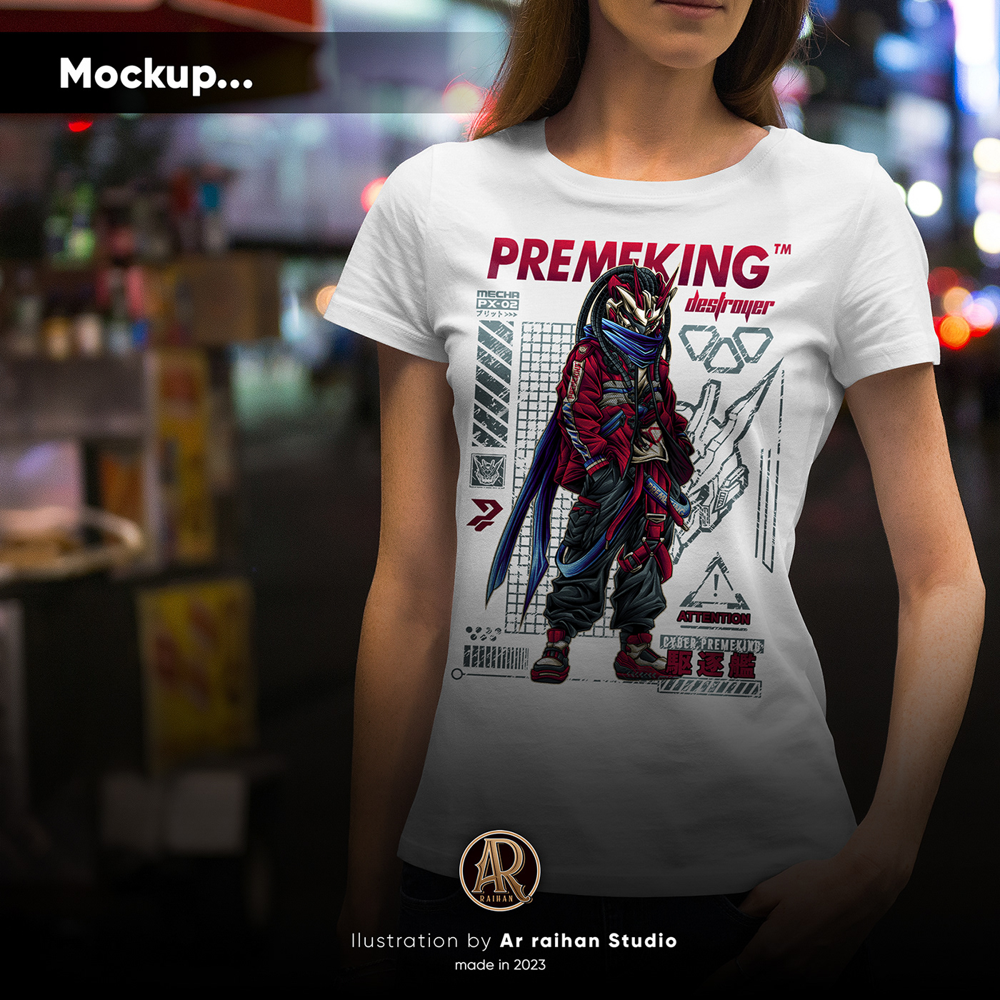 streetwear t-shirt mecha Cyberpunk robot Scifi clothing design merchandise poster Graphic Designer