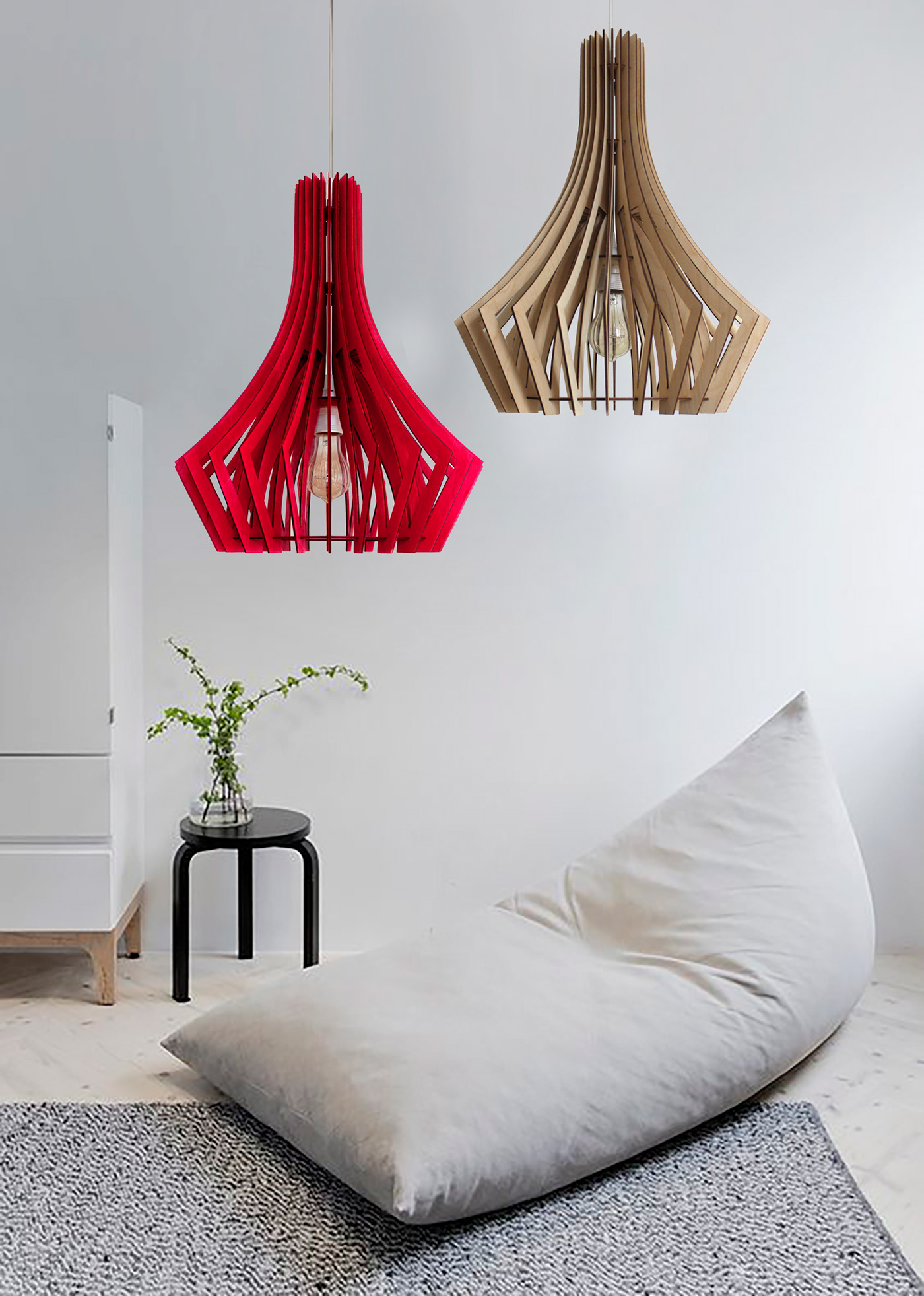 Wood Pendant Light / Nordic Ceiling Lamp / Dining Hanging Light / Ceiling Lighting Fixture / Minimal