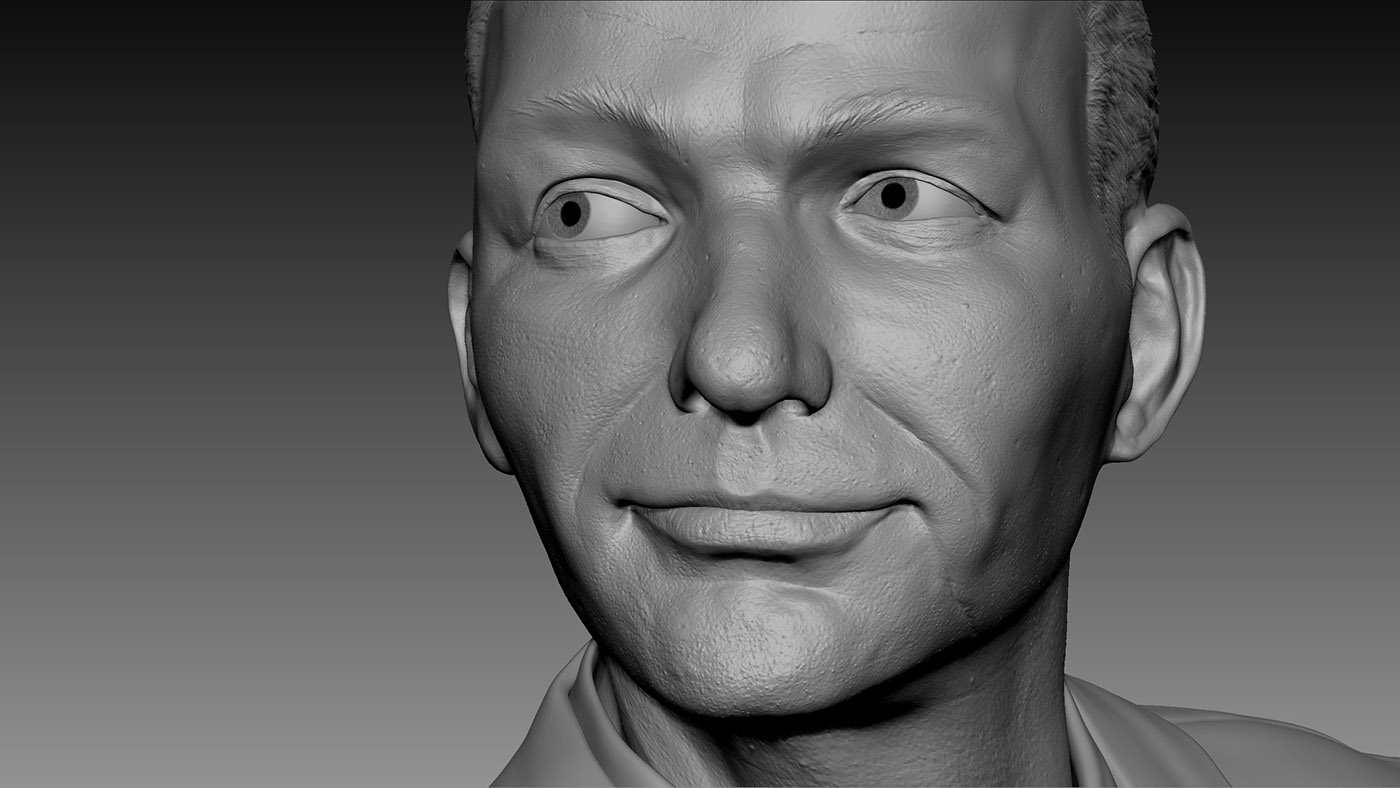 3d printing Digital Sculpting bust likeness Celebrity Sinatra sculpture Zbrush vray