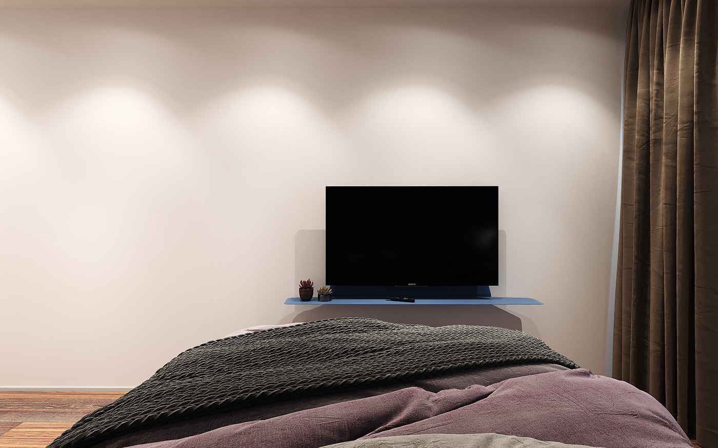 3D 3ds max archviz bed bedroom corona interior design  Render vibia visualization
