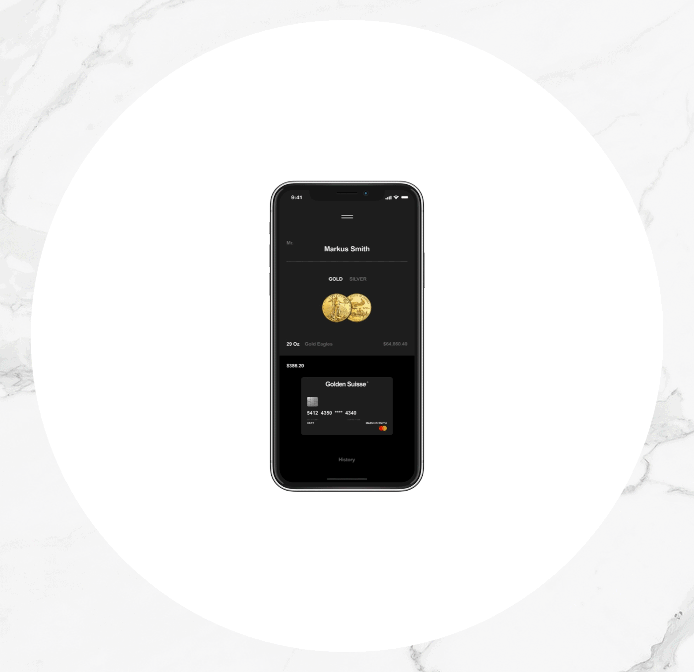 mobile app promo banking money Web Appdesign minimal gold black