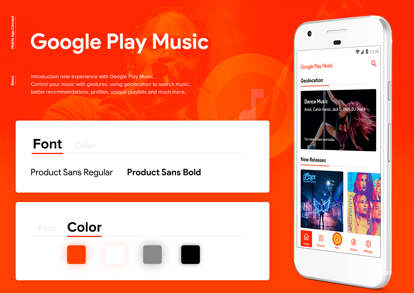 UI ux UI/UX mobile concept app google user interface Google Play Music app design