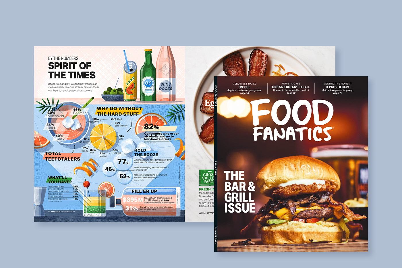 Digital issue of Food Fanatics, summer 2023 with illustration by Adrian Bauer