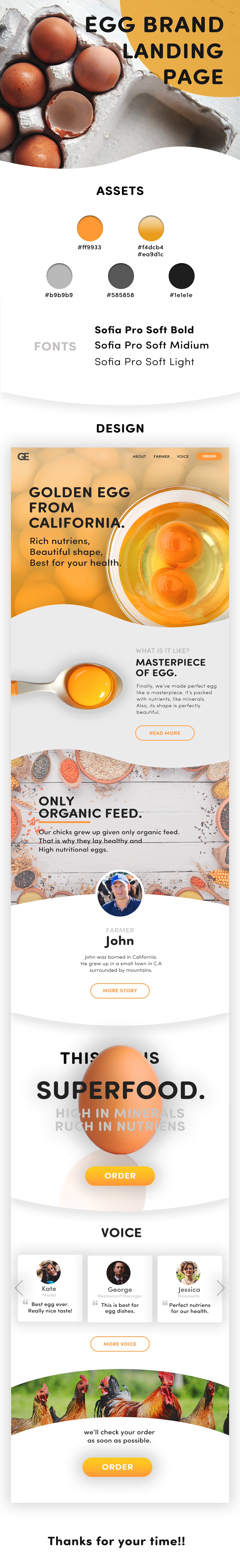 design Food  egg farm landingpage orange organic taste yellow Website