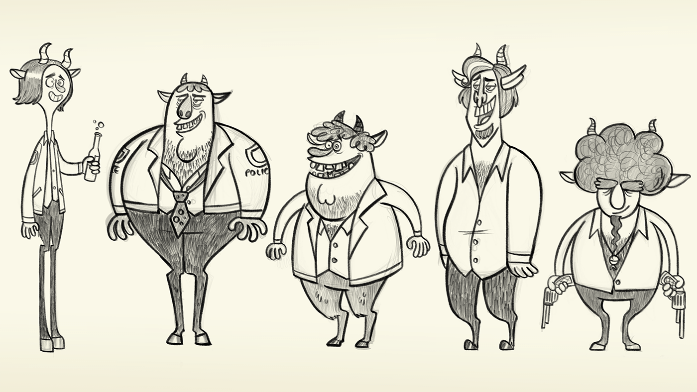 Mythical Creatures detectives environments characters 2D art animation  cartoon design graphic pitch